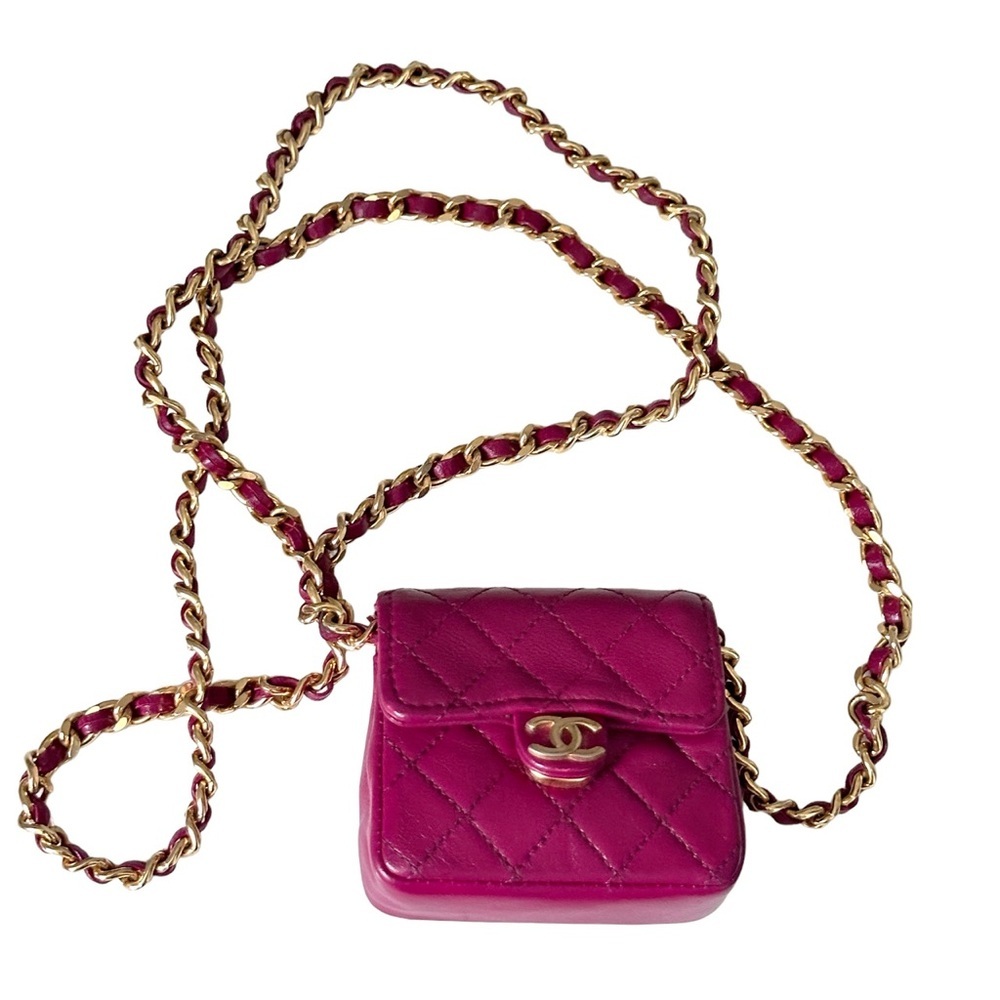 CHANEL Vintage Micro Pink Quilted Lambskin Half Flap Bag RARE - Picture 5 of 14